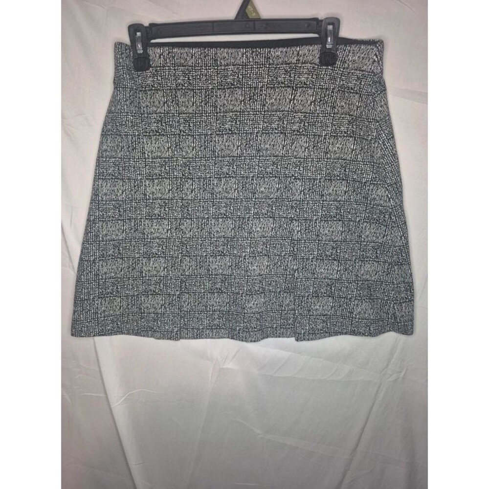 LOFT Black & White Plaud Tweed Mini Skirt